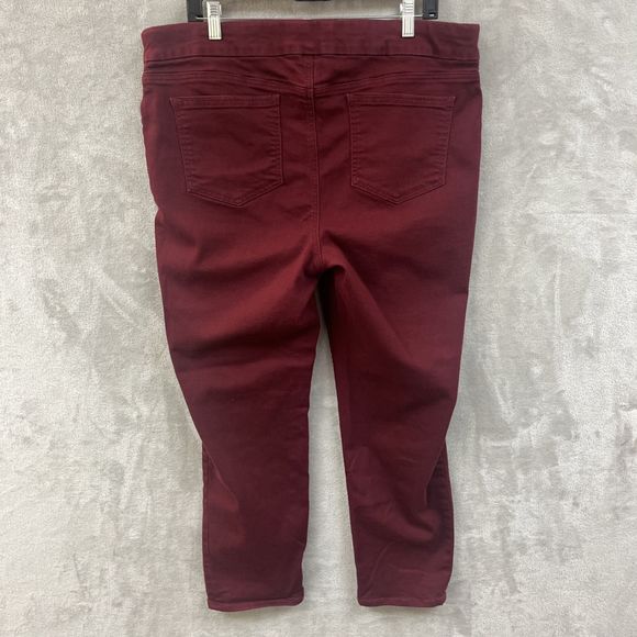 Chico’s Pull On Jegging Ankle Pants 3 16 R Red Denim Twill Stretch Waist - Picture 2 of 7
